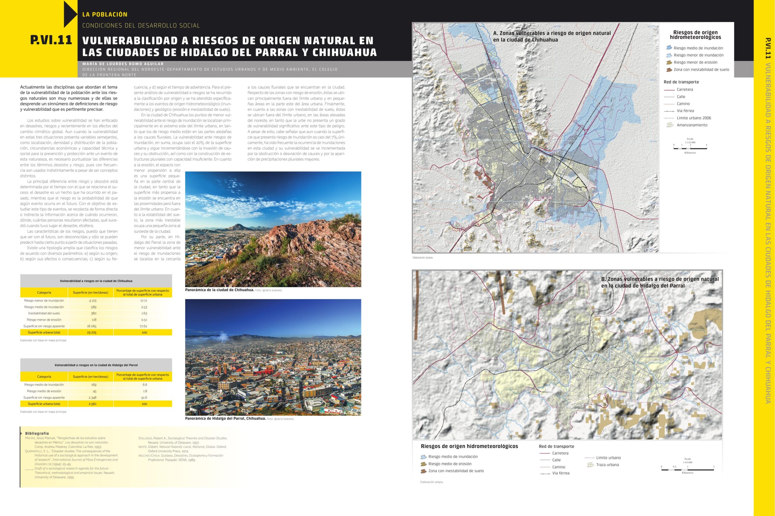 P.VI.11 VULNERABILIDAD A RIESGOS DE ORIGEN NATURAL EN LAS CIUDADES DE HIDALGO DEL PARRAL Y CHIHUAHUA